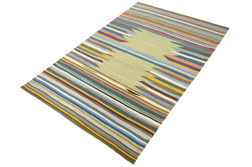 Exclusieve Designer Kelim Fars - 228 X 150 Cm - Modern & Handgemaakt