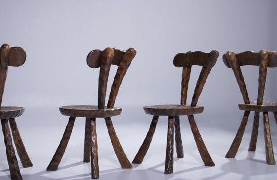 Image 1 of  Set Of 4 Hand Sculptured Brutalist Chairs