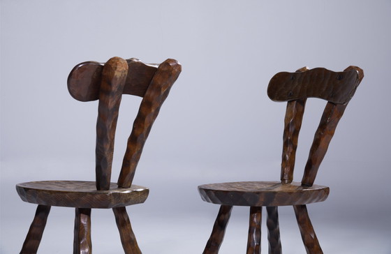 Image 1 of  Set Of 4 Hand Sculptured Brutalist Chairs