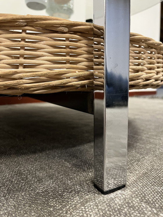 Image 1 of Vintage salontafel glas lectuurmand