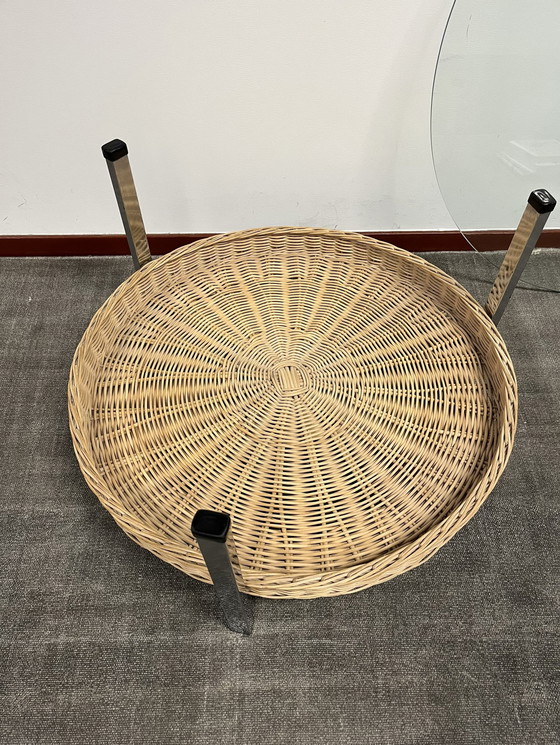 Image 1 of Vintage salontafel glas lectuurmand