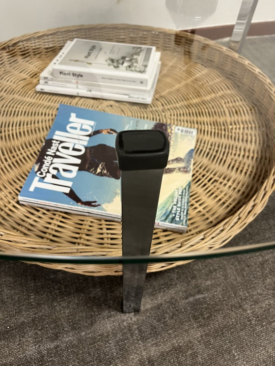 Image 1 of Vintage salontafel glas lectuurmand