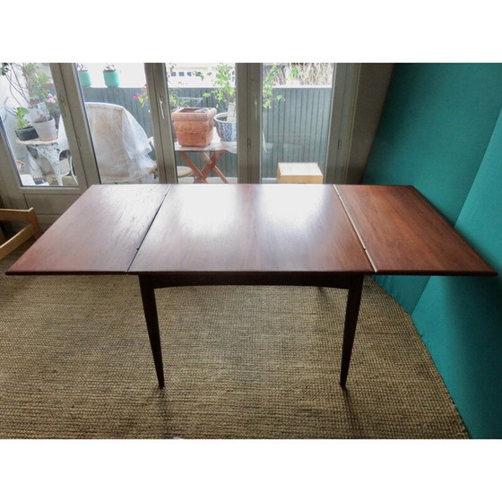 Image 1 of Vintage vierkante teakhouten uitschuifbare tafel Denemarken 1960