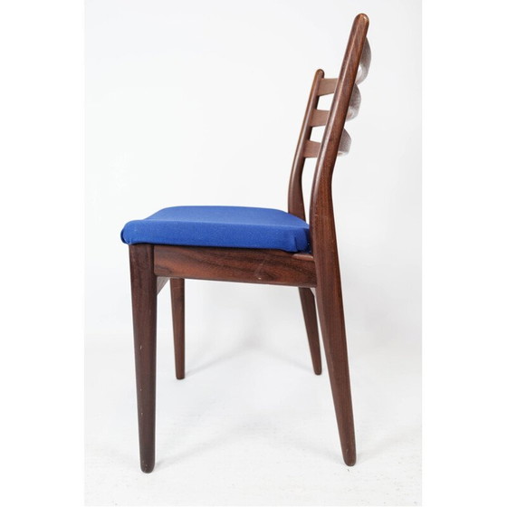 Image 1 of Set van 3 vintage stoelen van teakhout en donkerblauwe bekleding, Denemarken 1960