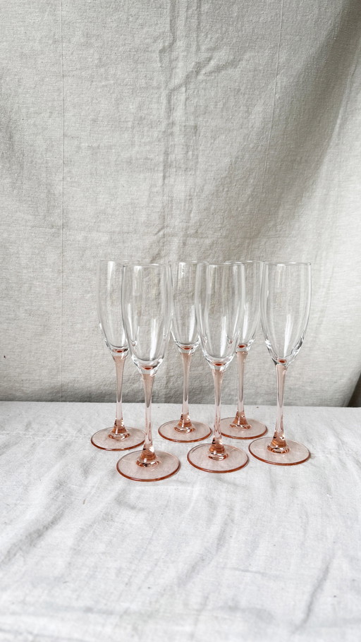 6X Luminarc Roze Champagne Flute