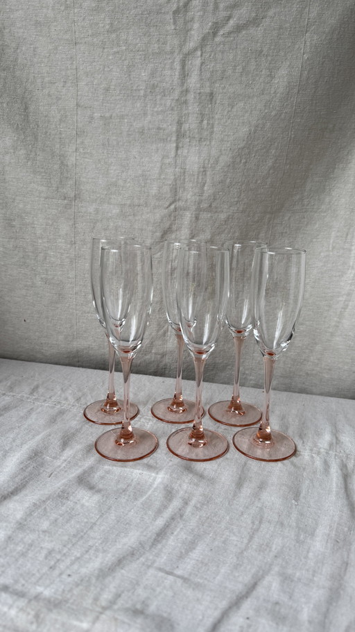 6X Luminarc Roze Champagne Flute