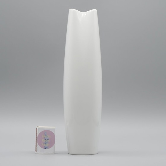 Image 1 of Xl Hutschenreuther Glanzend Asymmetrisch Porseleinen Vaas Duo 36Cm +28Cm 70S Vintage