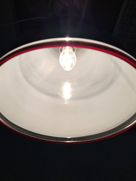 Image 1 of Italiaanse Glazen Hanglamp Verlicht Paars