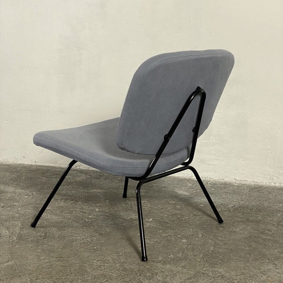 Image 1 of Vintage CM190 fauteuil in zwart gelakt staal en stof van Pierre Paulin voor Thonet, 1950