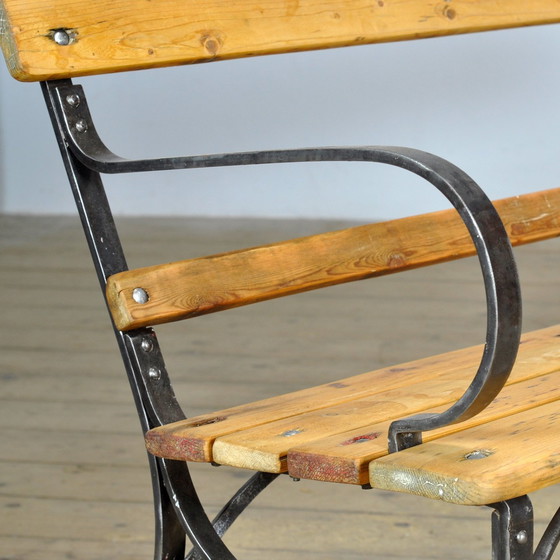 Image 1 of Geklonken ijzeren parkbank, jaren 1920