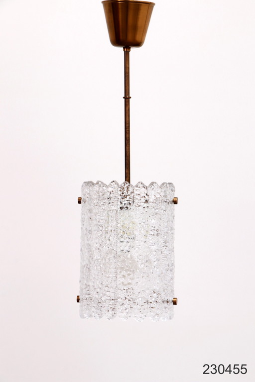 Hanglamp van messing en glas door Carl Fagerlund voor Orrefors, Zweden, 1960S