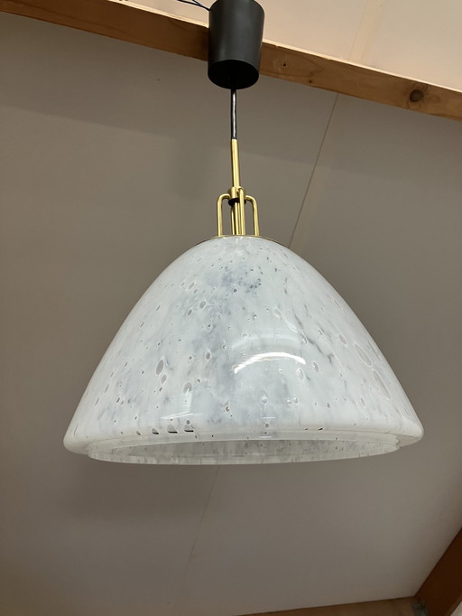 Glashutte Limburg Duitsland, Design Hanglamp Messing En Glas