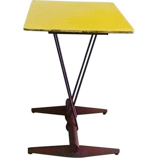 Vintage vliegveld gevouwen stalen bijzettafel, Frankrijk 1940