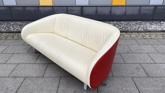 Image 1 of Rolf Benz Design Sofa leer rood-beige