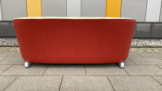 Image 1 of Rolf Benz Design Sofa leer rood-beige