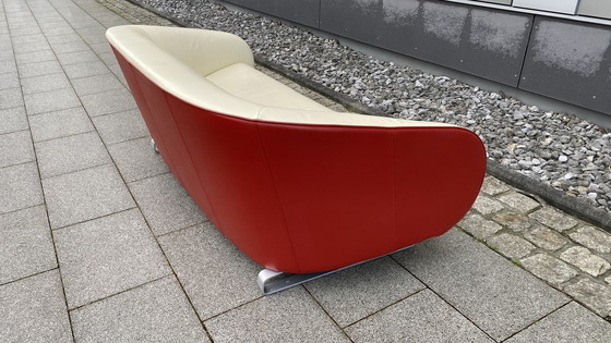 Image 1 of Rolf Benz Design Sofa leer rood-beige