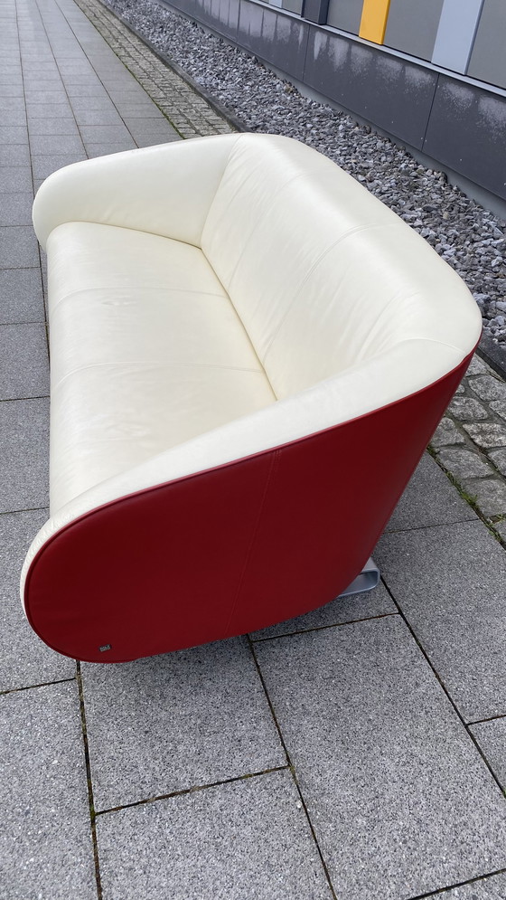 Image 1 of Rolf Benz Design Sofa leer rood-beige