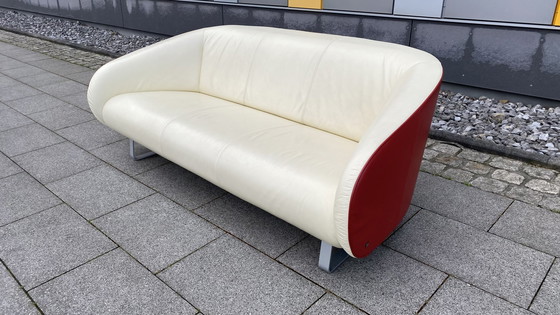 Image 1 of Rolf Benz Design Sofa leer rood-beige