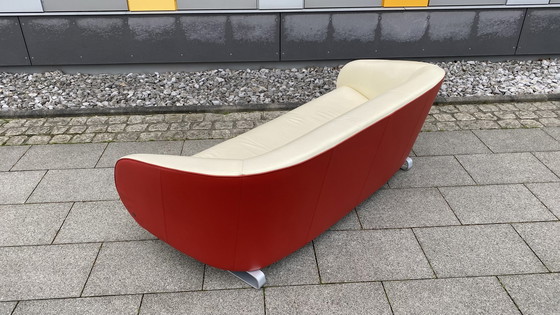 Image 1 of Rolf Benz Design Sofa leer rood-beige