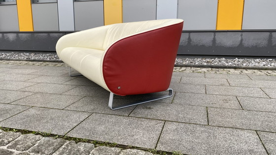 Image 1 of Rolf Benz Design Sofa leer rood-beige