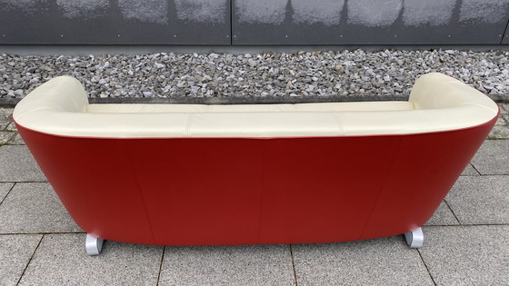 Image 1 of Rolf Benz Design Sofa leer rood-beige