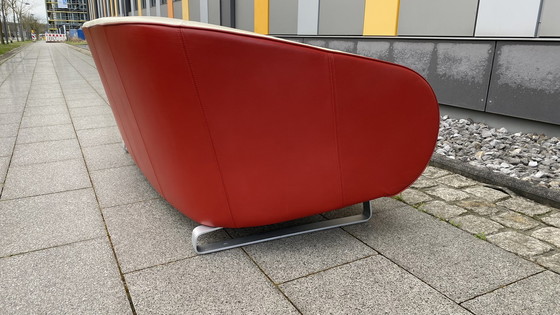 Image 1 of Rolf Benz Design Sofa leer rood-beige