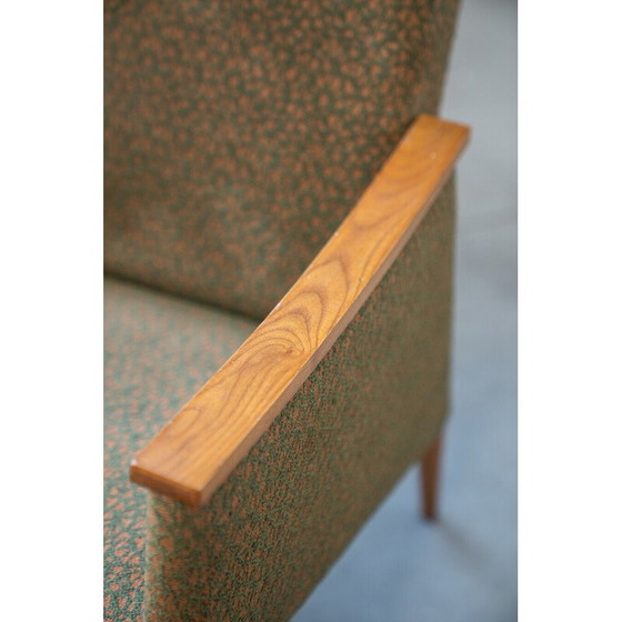 Image 1 of Paar vintage fauteuils in eikenhout en stof, Tsjecho-Slowakije 1970