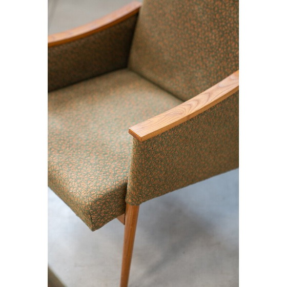 Image 1 of Paar vintage fauteuils in eikenhout en stof, Tsjecho-Slowakije 1970