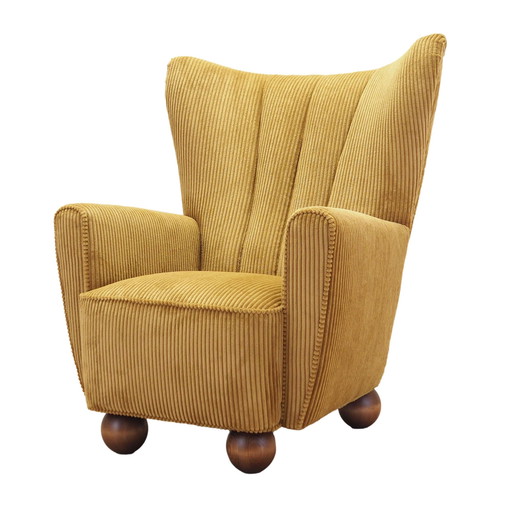 Mustard fauteuil, Scandinavisch ontwerp, Productie: Denemarken