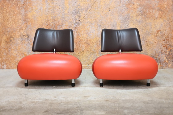 Image 1 of Iconische Leren Leolux Pallone Design Fauteuil (2 Beschikbaar)