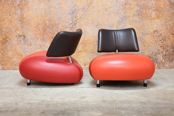 Image 1 of Iconische Leren Leolux Pallone Design Fauteuil (2 Beschikbaar)