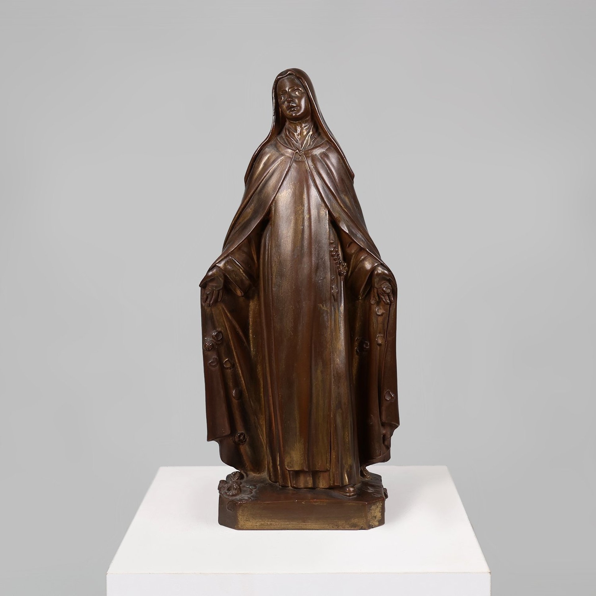 Groot Heilig Maria Beeld In Brons Beschilderd Gips Belgi Jaren 1930 Groot Heilig Maria Beeld In Brons Beschilderd Gips Belgi Jaren 1930