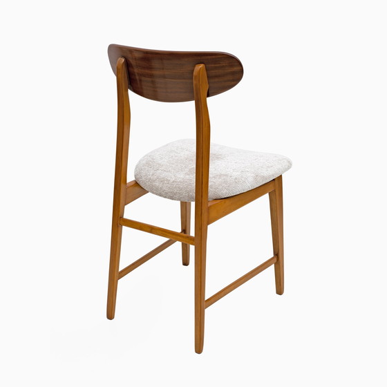 Image 1 of Set van zes teakhouten en Bouclè stoffen eetkamerstoelen, Denemarken, 1960S