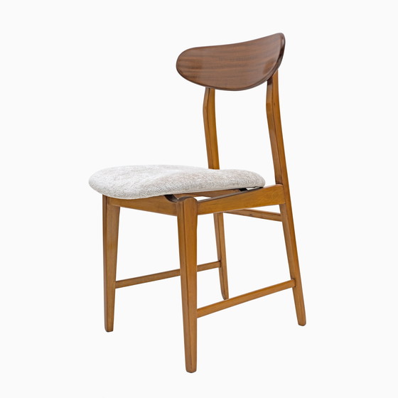 Image 1 of Set van zes teakhouten en Bouclè stoffen eetkamerstoelen, Denemarken, 1960S