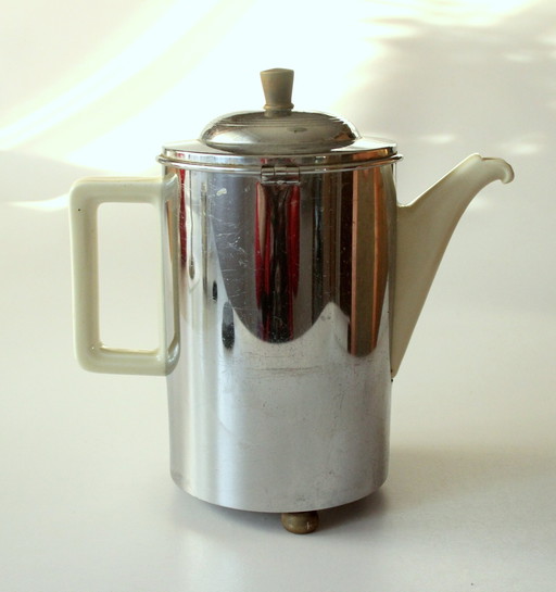 1920S Antieke Art Deco Koffiepot Van Bauscher/Weiden Met Verwarmingskap