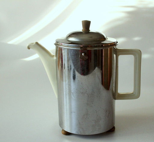 1920S Antieke Art Deco Koffiepot Van Bauscher/Weiden Met Verwarmingskap