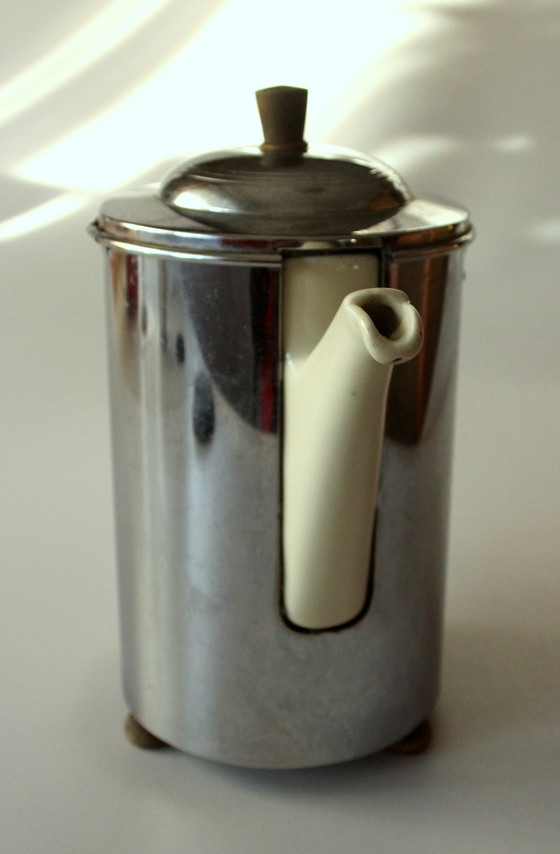 Image 1 of 1920S Antieke Art Deco Koffiepot Van Bauscher/Weiden Met Verwarmingskap