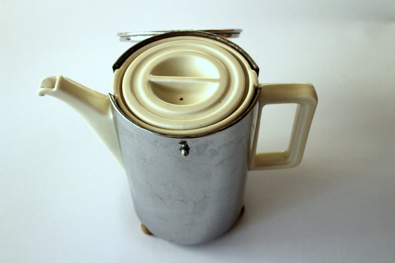 Image 1 of 1920S Antieke Art Deco Koffiepot Van Bauscher/Weiden Met Verwarmingskap