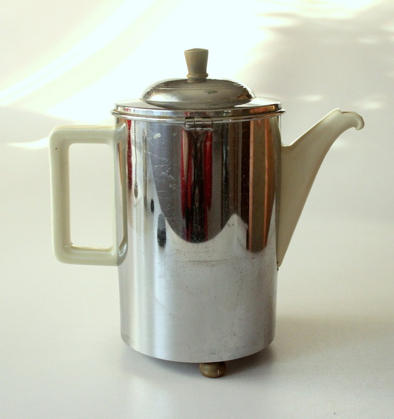 Image 1 of 1920S Antieke Art Deco Koffiepot Van Bauscher/Weiden Met Verwarmingskap