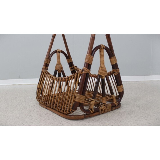 Image 1 of Vintage rotan tijdschriftenrek door F.lli Castano, jaren 1950