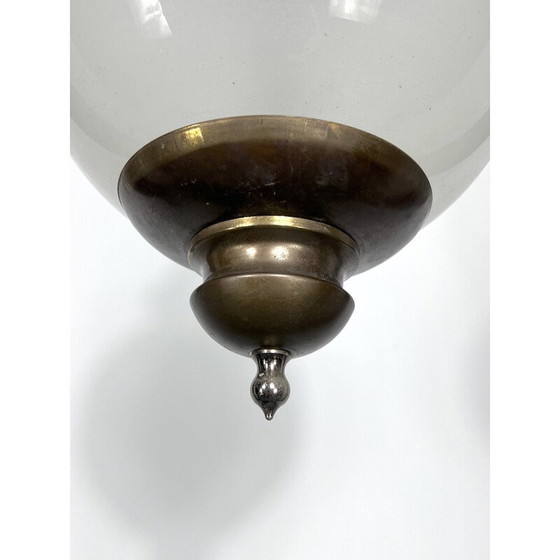 Image 1 of Mid Century Italiaanse hanglamp van messing en glas, jaren 1950