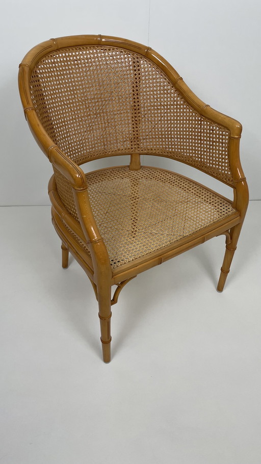 Vintage rotan faux bamboo Giorgetti fauteuil