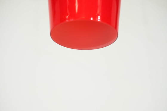 Image 1 of Vintage Italiaanse hanglamp in rood opaline - 1960