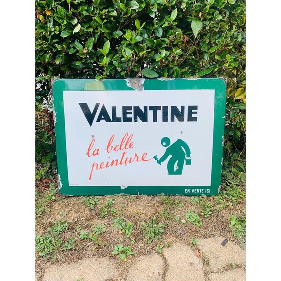 Image 1 of Vintage geëmailleerde plaquette met "Valentine" inscriptie, Straatsburg 1960