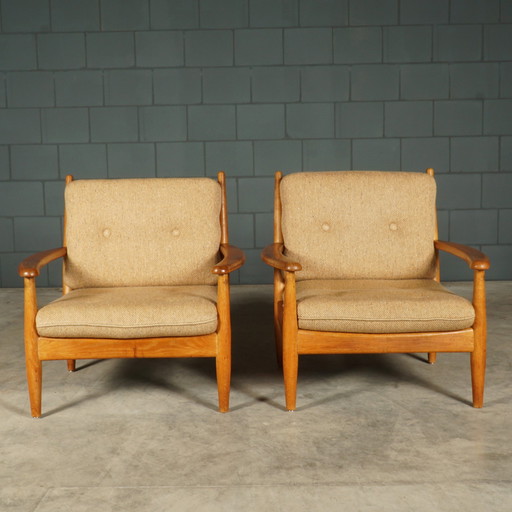 Set Vintage Fauteuils – Eikenhout – Scandinavië – Jaren 60