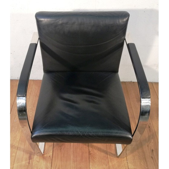 Image 1 of Vintage fauteuil in chroomstaal en zwart leer