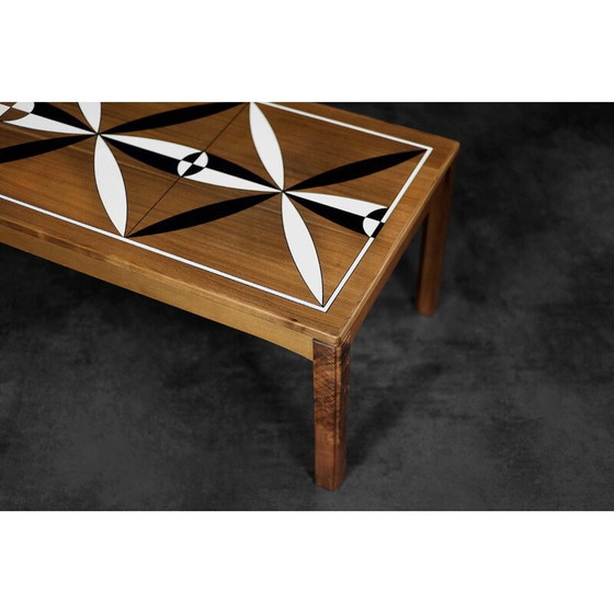 Image 1 of Vintage lange teakhouten salontafel, 1960