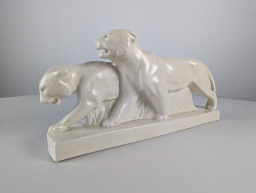 Art Deco dierenbeeld van leeuwen, 1920S