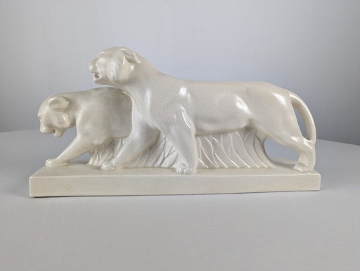 Art Deco dierenbeeld van leeuwen, 1920S