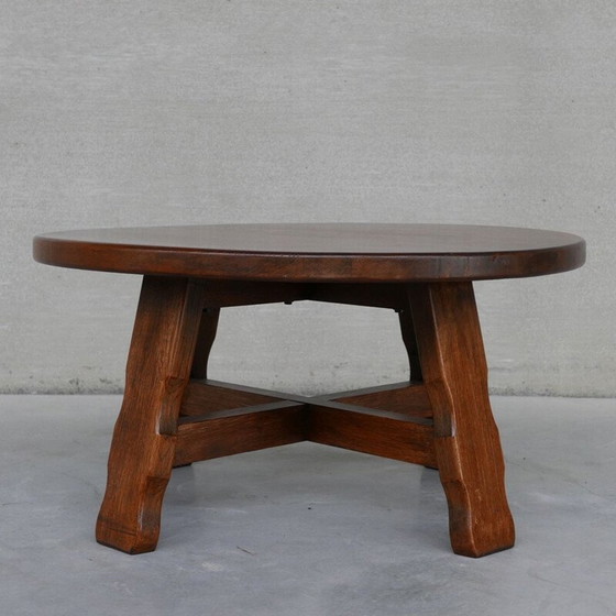 Image 1 of Oakwood brutalistische mid-century salontafel, België 1970